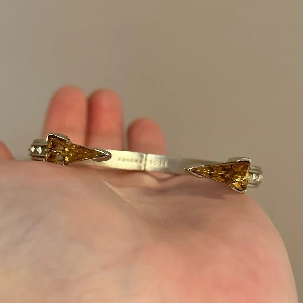 Kendra Scott Misty Hinge Bracelet Gold w/ Brown Triangle Stones - Picture 3 of 5
